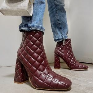 Brown faux leather booties